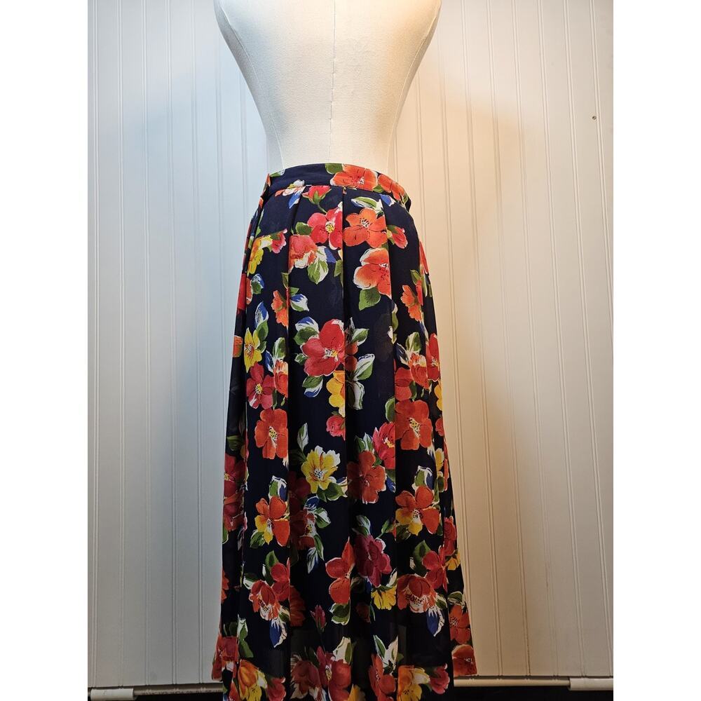 Liz Claiborne Collection Vibrant Floral A-Line Skirt Women’s 8 Vintage Midi - Picture 4 of 10